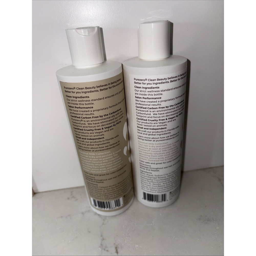 Purezero Hair Care Coconut Milk Moisturizing Shampoo & Conditioner 12 Oz Each - Picture 2 of 2